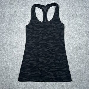 Lululemon Racerback Tank Top Women's size 4 Gray Black camo Athletic Stretchy